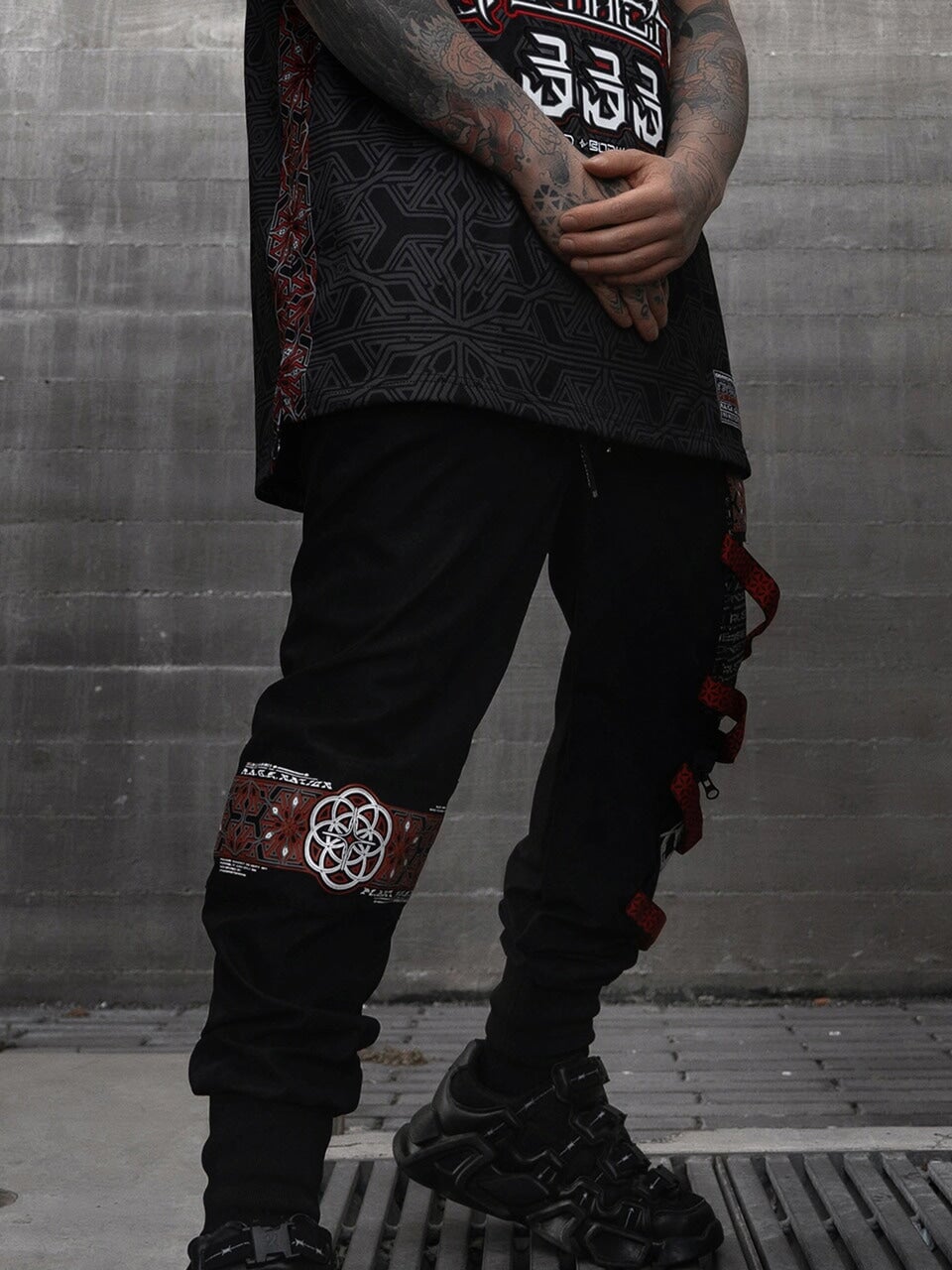 PROTECTED BY INTENT V1 ✦ DESIGN 004 ✦ RED/BLACK ✦ TACTICAL JOGGERS Tacticals