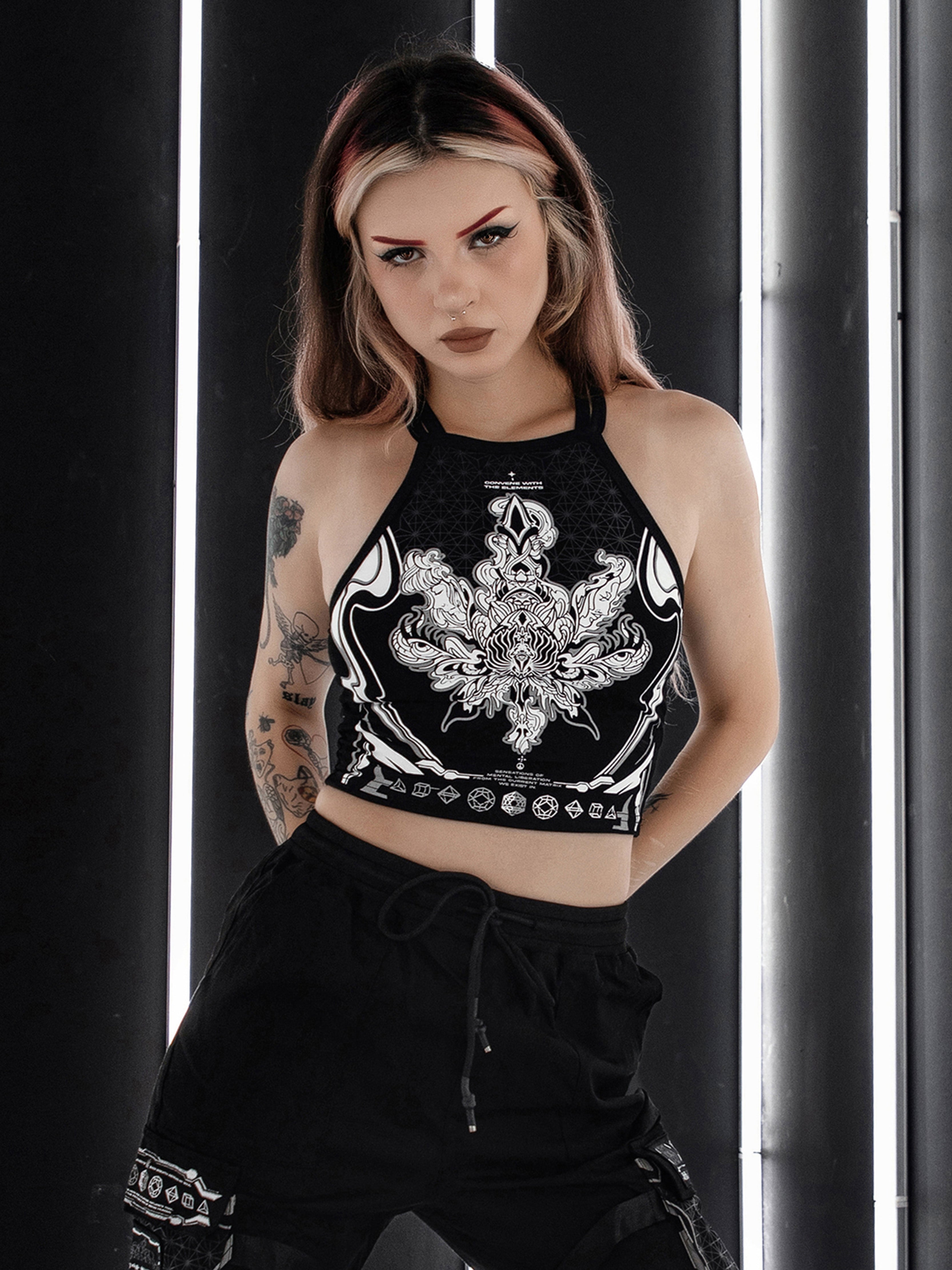 CONVENE WITH THE ELEMENTS ✦ High Neck Crop Top Crop Top