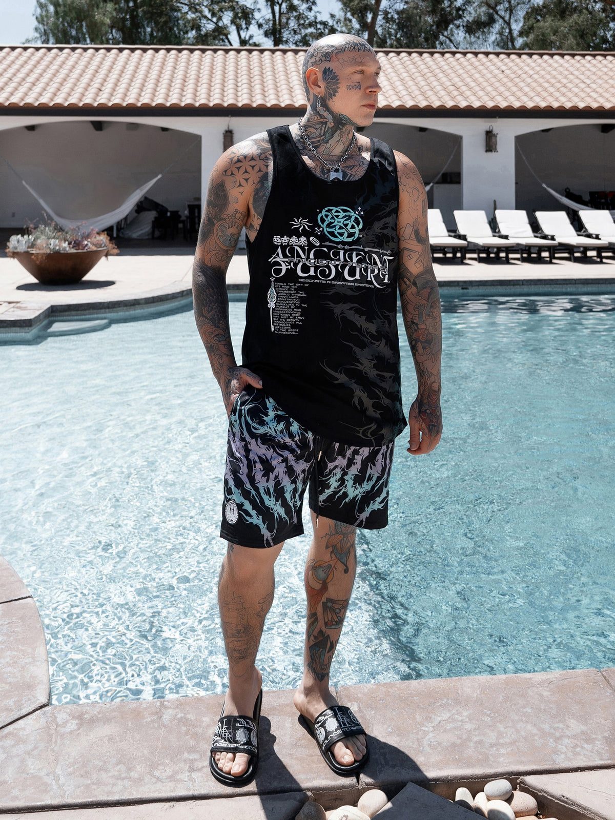 RAGECORE V2 ✦ Turquoise Silver Gradient ✦ Swim Shorts Swim