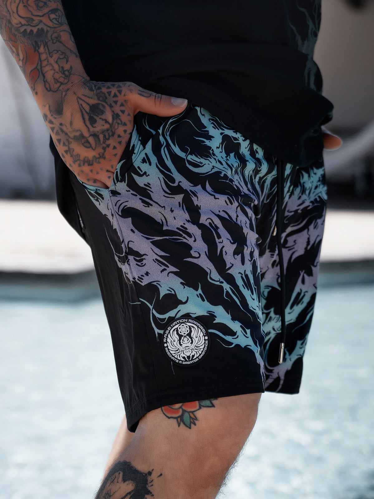 RAGECORE V2 ✦ Turquoise Silver Gradient ✦ Swim Shorts Swim