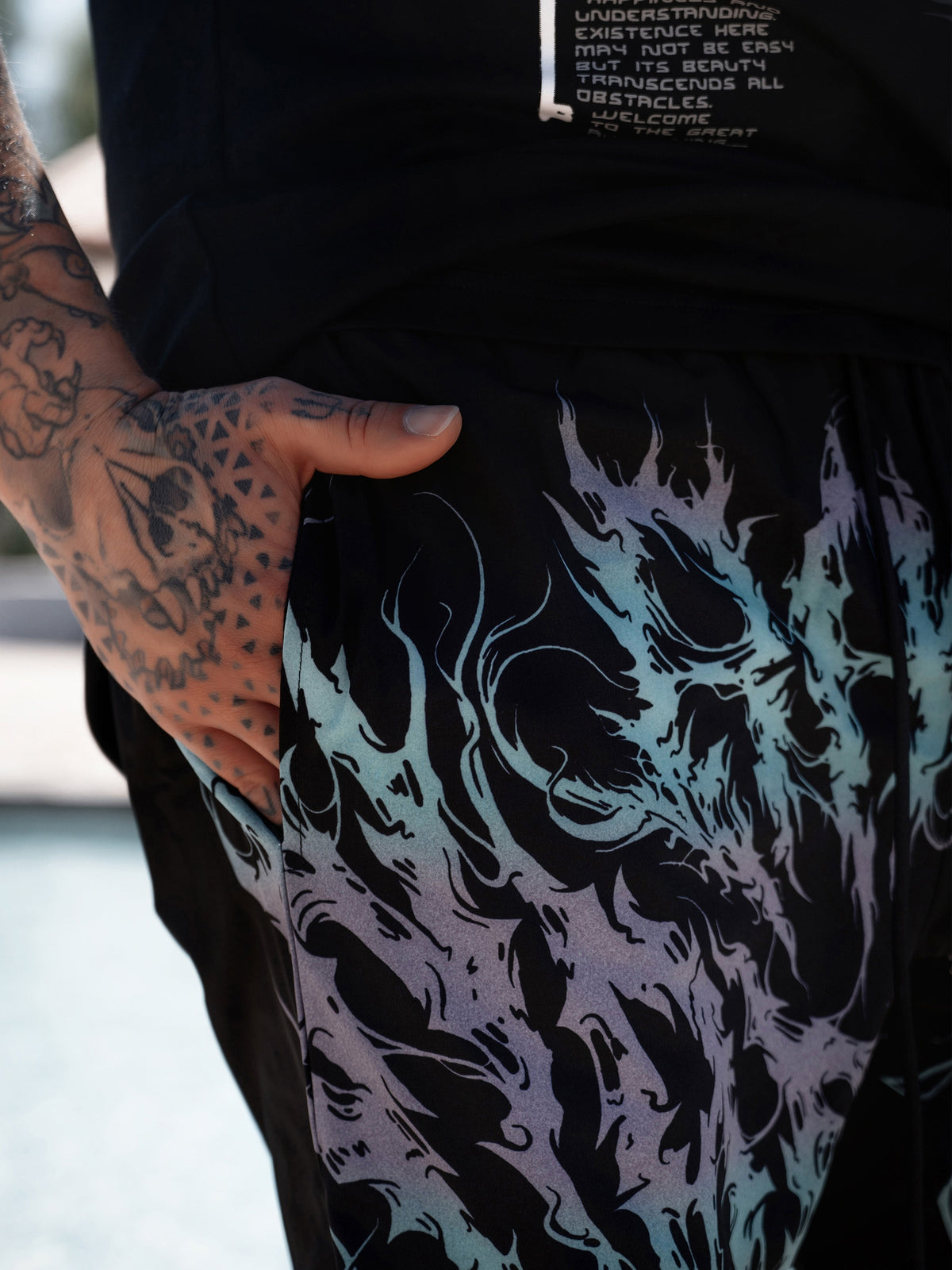 RAGECORE V2 ✦ Turquoise Silver Gradient ✦ Swim Shorts Swim