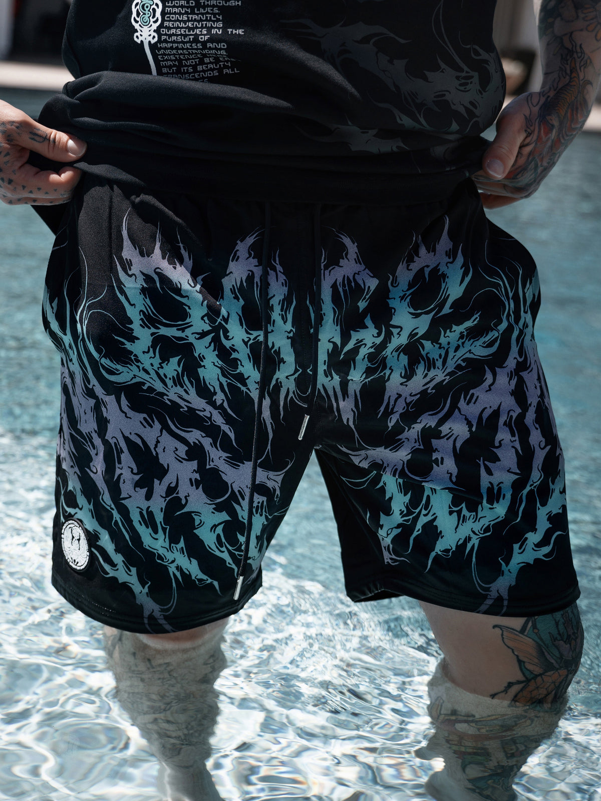 RAGECORE V2 ✦ Turquoise Silver Gradient ✦ Swim Shorts Swim