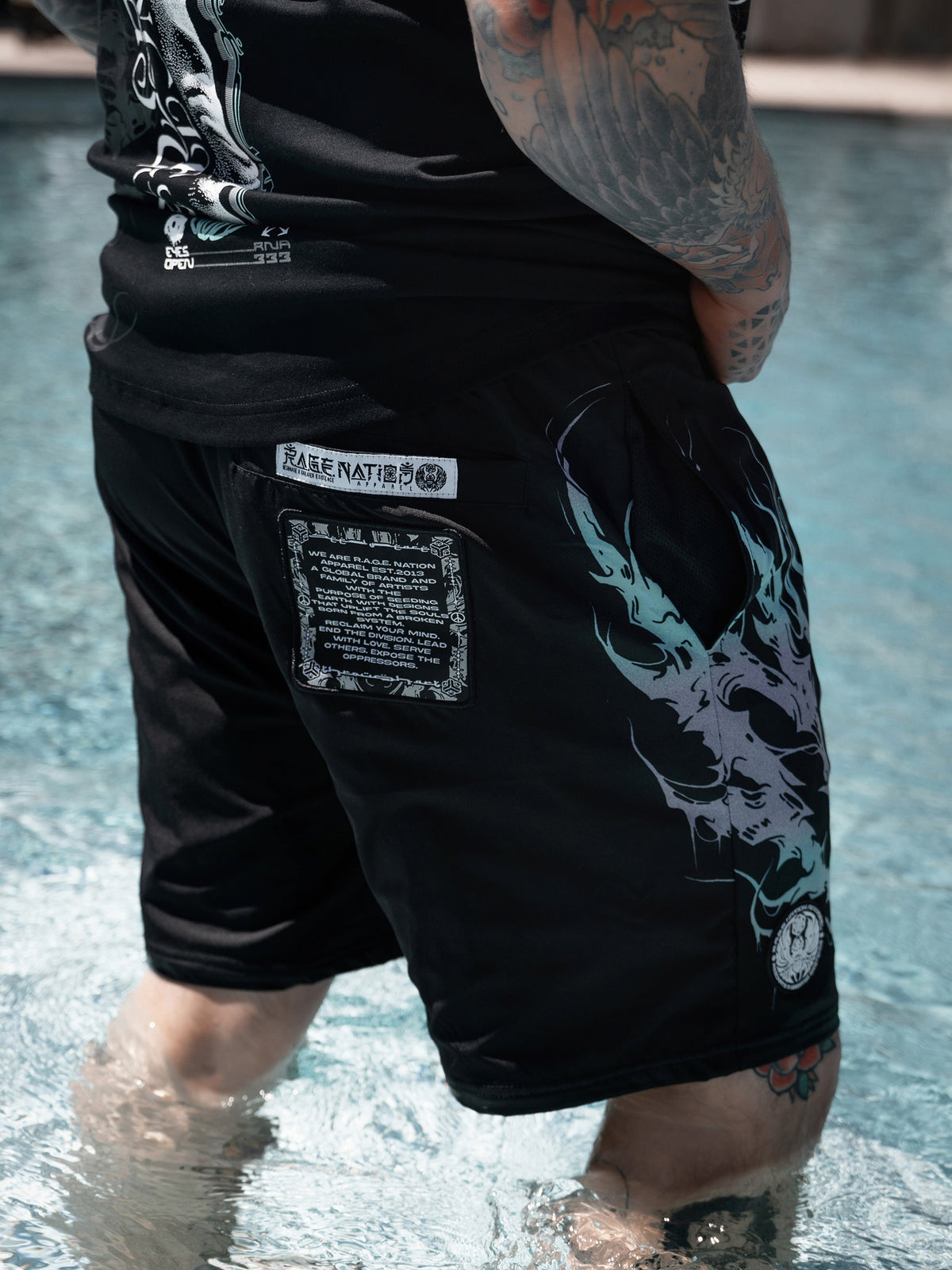 RAGECORE V2 ✦ Turquoise Silver Gradient ✦ Swim Shorts Swim