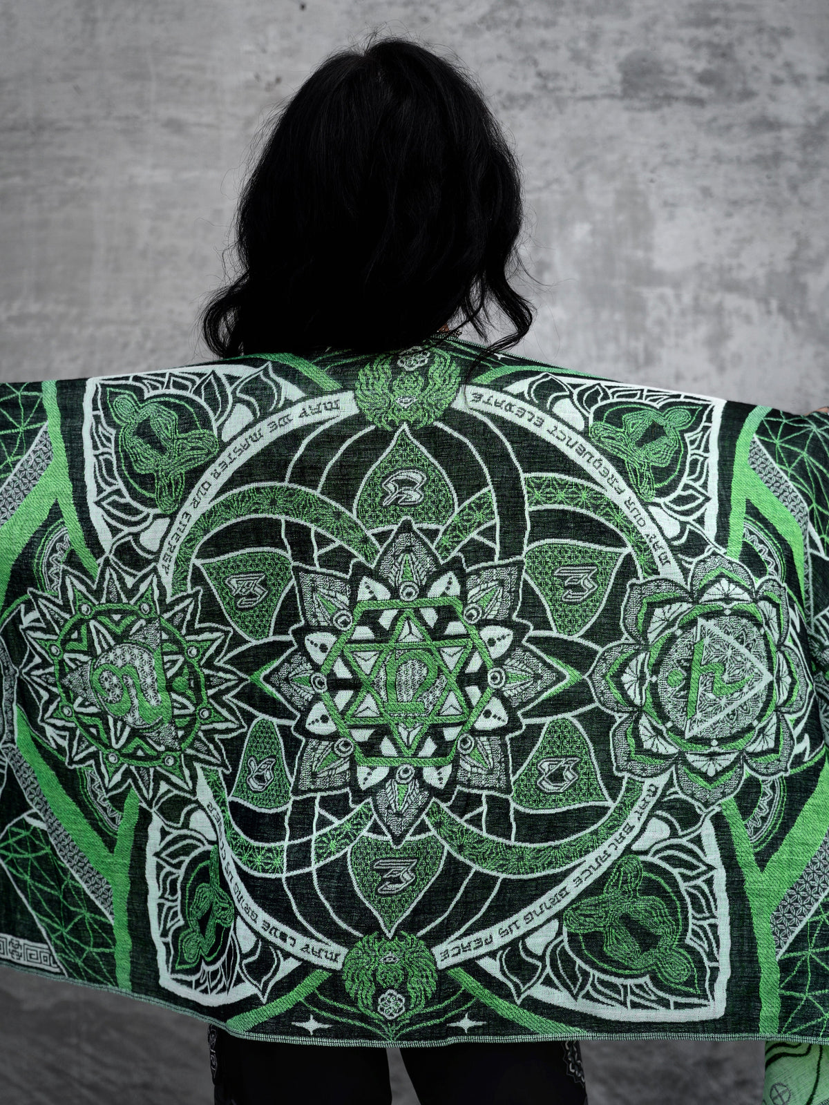 NEW RELEASE • HARMONY HEALS • UV-REACTIVE GREEN MINT • Festival Shawl/Scarf Shawl
