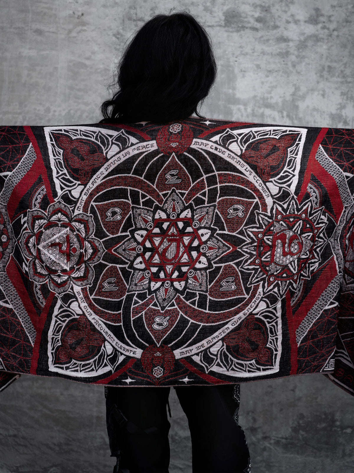 RESTOCKED ✦ HARMONY HEALS • UV REACTIVE RED • Festival Shawl/Scarf Shawl