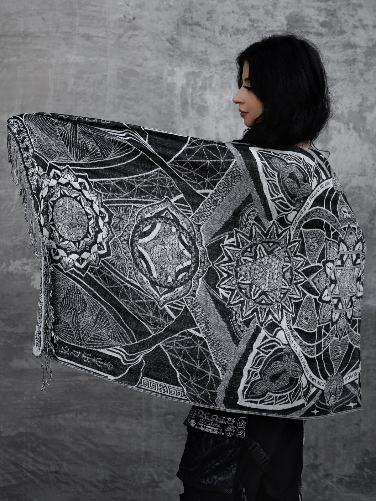 HARMONY HEALS • UV REACTIVE SILVER • Festival Shawl/Scarf Shawl
