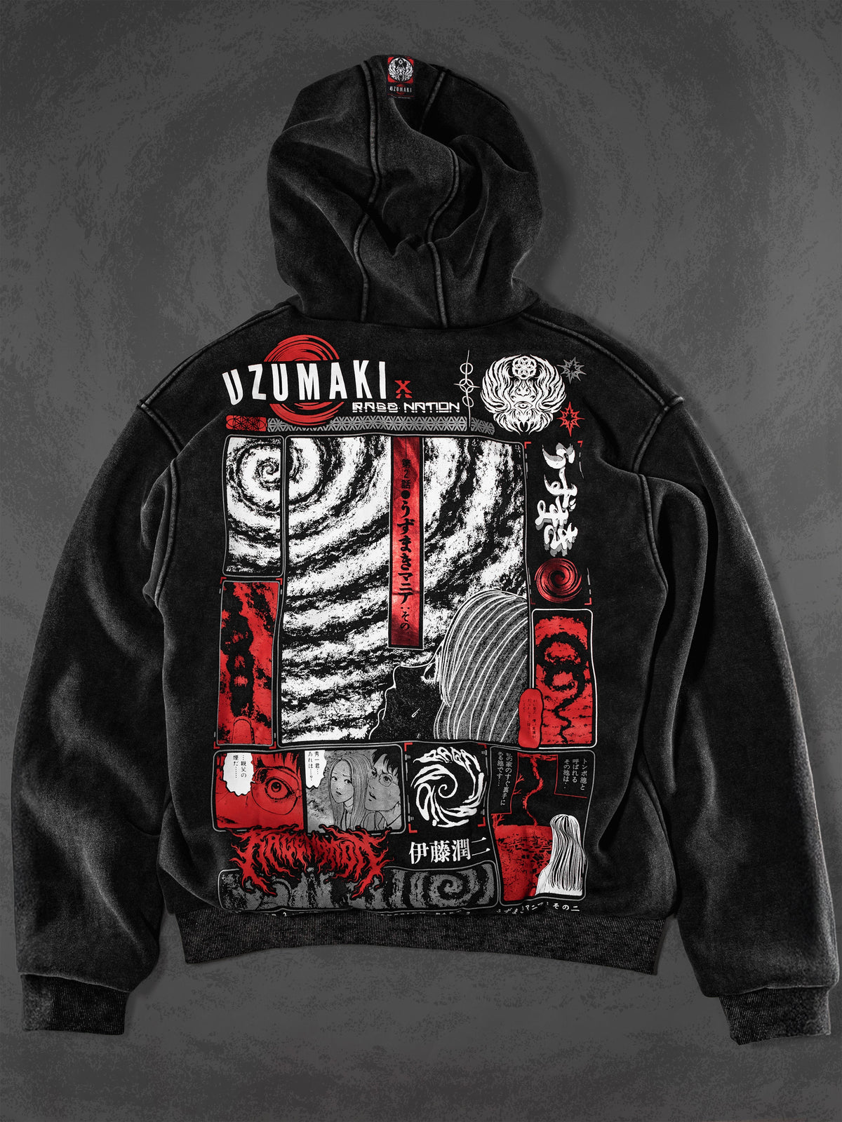 OFFICIAL UZUMAKI ✦ SPIRAL OBSESSION ✦ Acidwash Zip-up Hoodie Hoodie