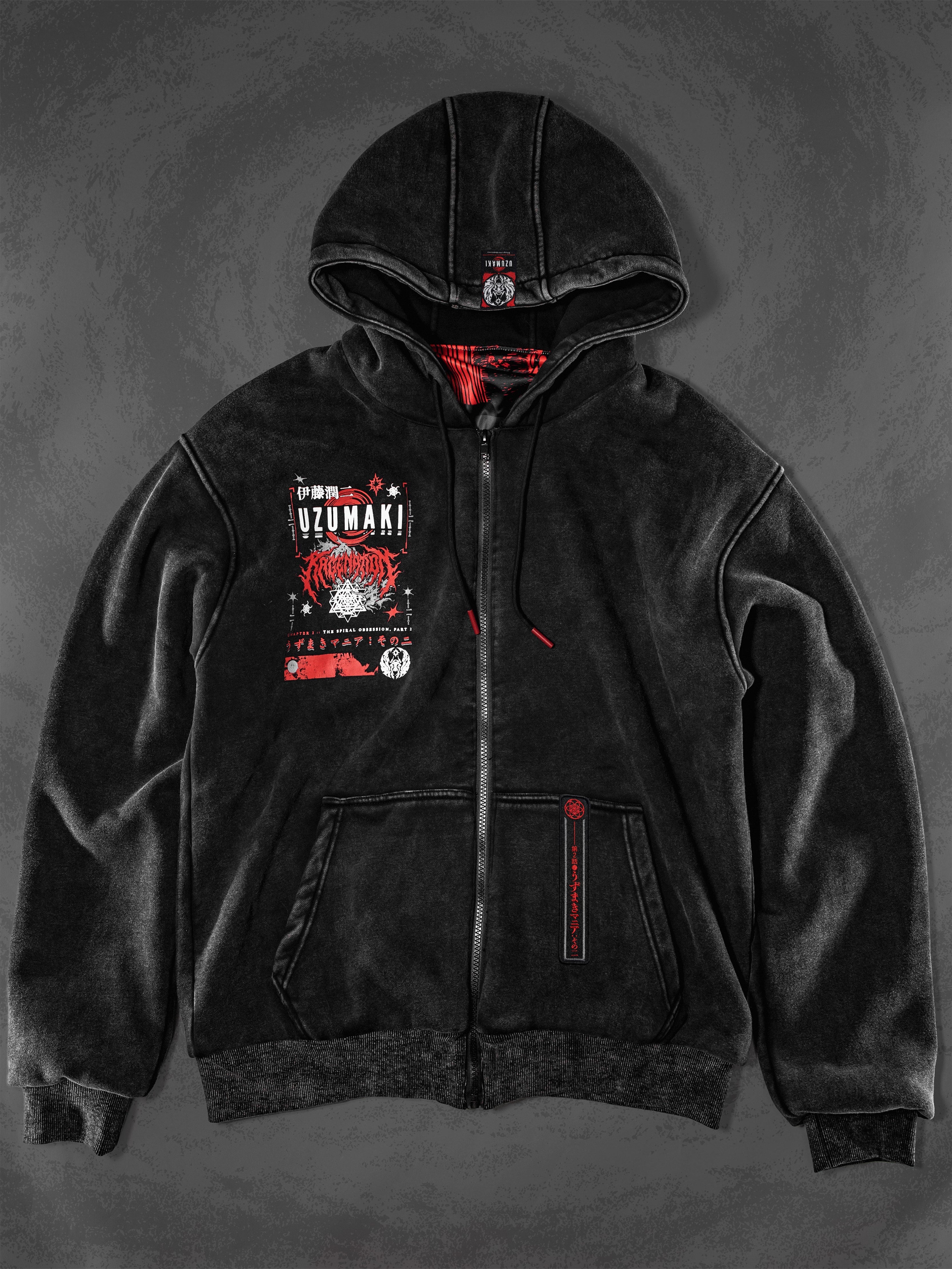 OFFICIAL UZUMAKI ✦ SPIRAL OBSESSION ✦ Acidwash Zip-up Hoodie Hoodie