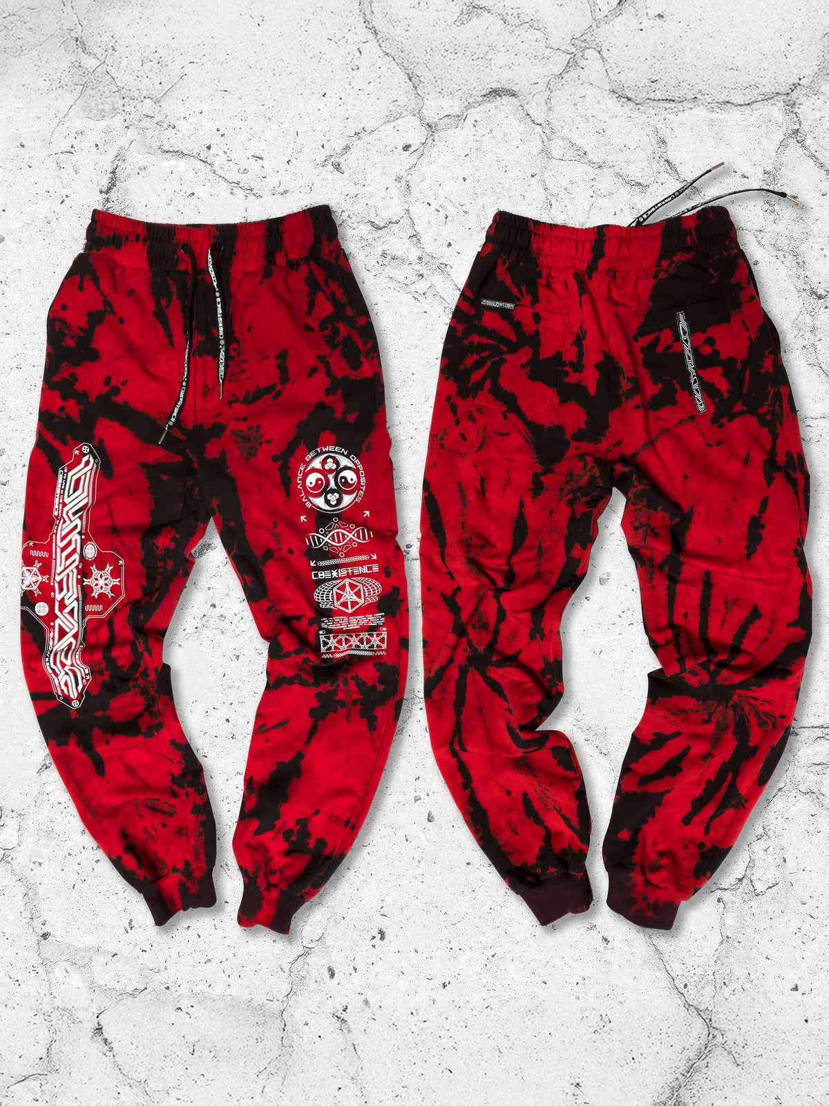 COEXIST V1 • RED SWIRL • SVBDVN×RNA • Premium Tie-Dye Unisex Joggers Joggers