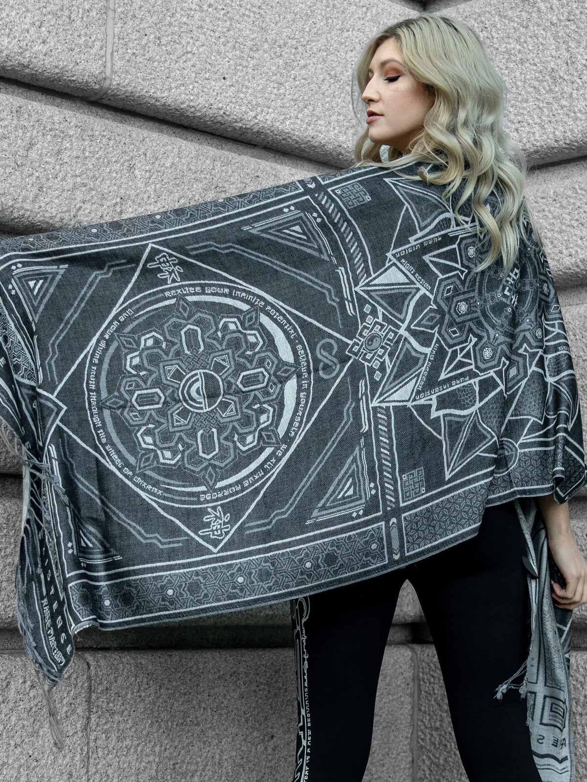 DHARMA V2 • Grey/White • Festival Shawl/Scarf Shawls