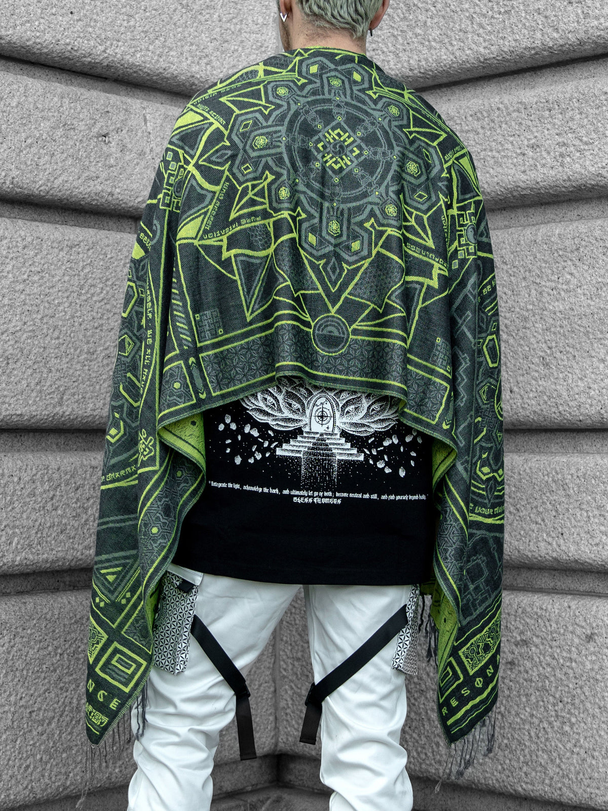 DHARMA V2 • Grey / Neon Yellow • UV REACTIVE • Festival Shawl/Scarf Shawls