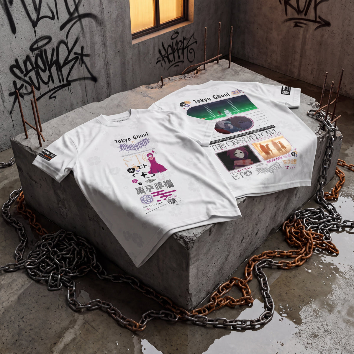 OFFICIAL TOKYO GHOUL ✦ HALFBORN ✦ White Collectible Tee T-Shirt
