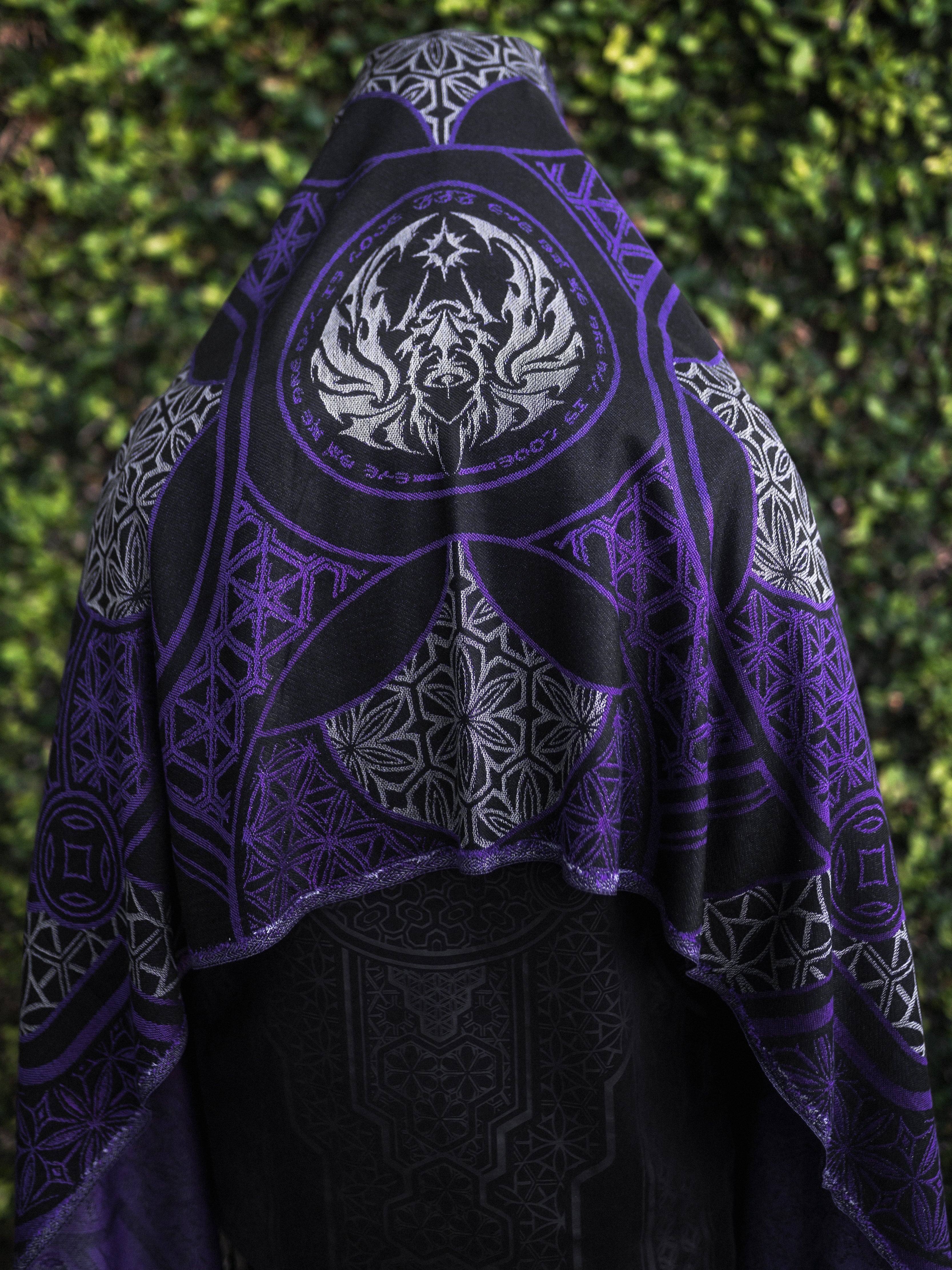 GEOMETRY OF BEING ✦ Indigo/Grey ✦ Festival Shawl Shawls