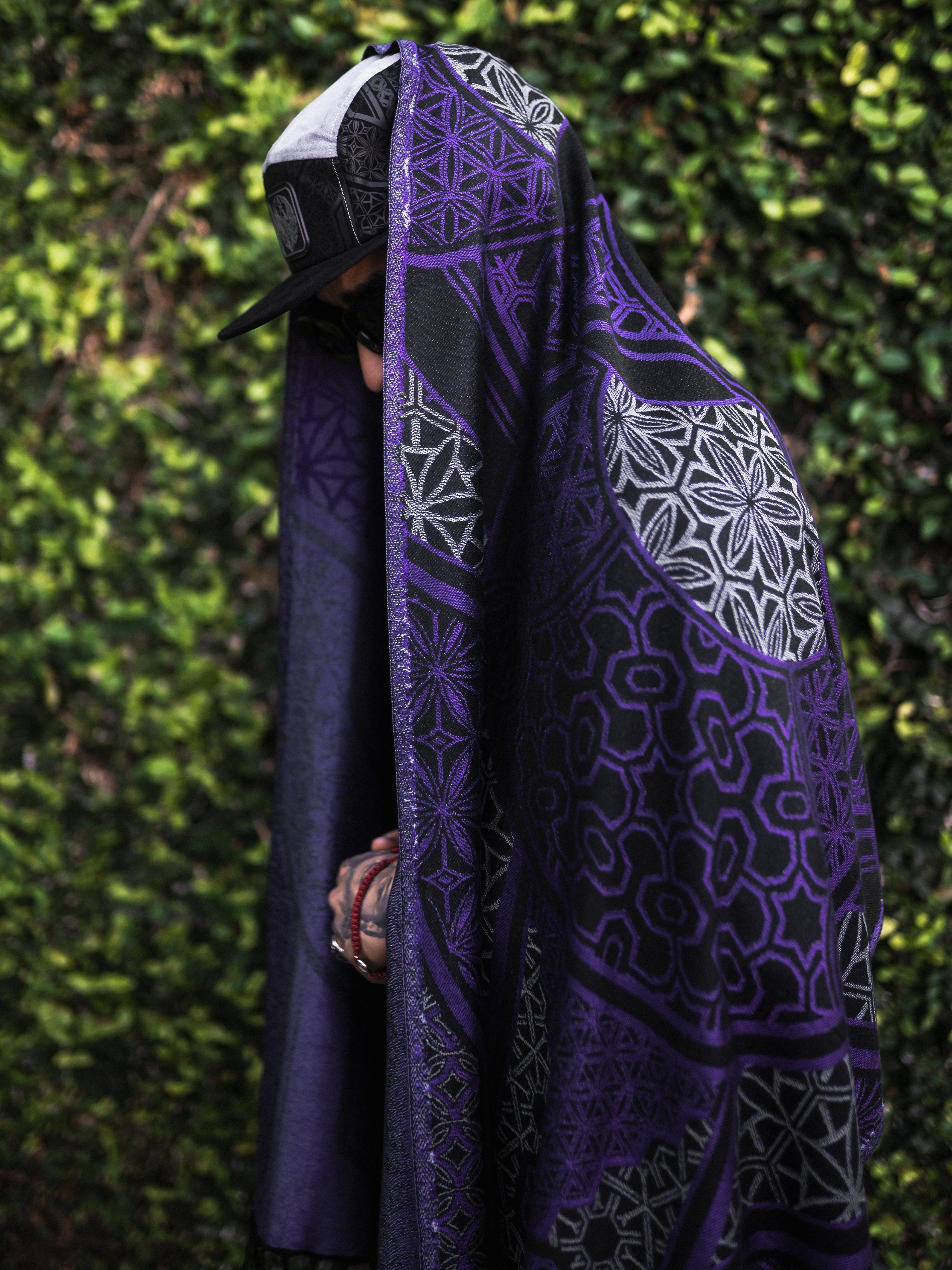 GEOMETRY OF BEING ✦ Indigo/Grey ✦ Festival Shawl Shawls