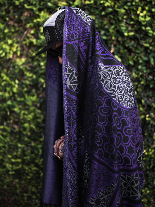 GEOMETRY OF BEING ✦ Indigo/Grey ✦ Festival Shawl Shawls