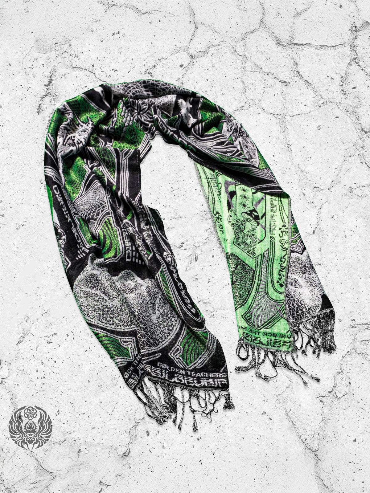 RESTOCKED ✦ GOLDEN TEACHERS V1 • UV GREEN • Festival Shawl/Scarf Shawl
