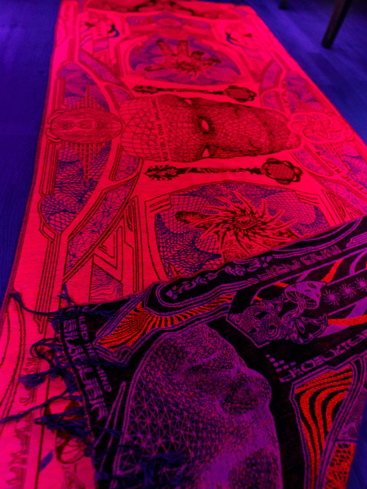 RESTOCKED ✦ GOLDEN TEACHERS V1 • RUBY • UV-Reactive Festival Shawl/Scarf Shawl