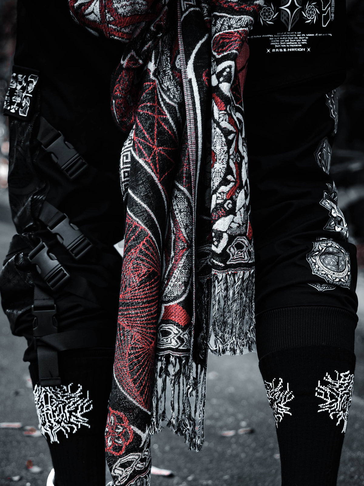 RESTOCKED ✦ HARMONY HEALS • UV REACTIVE RED • Festival Shawl/Scarf Shawl