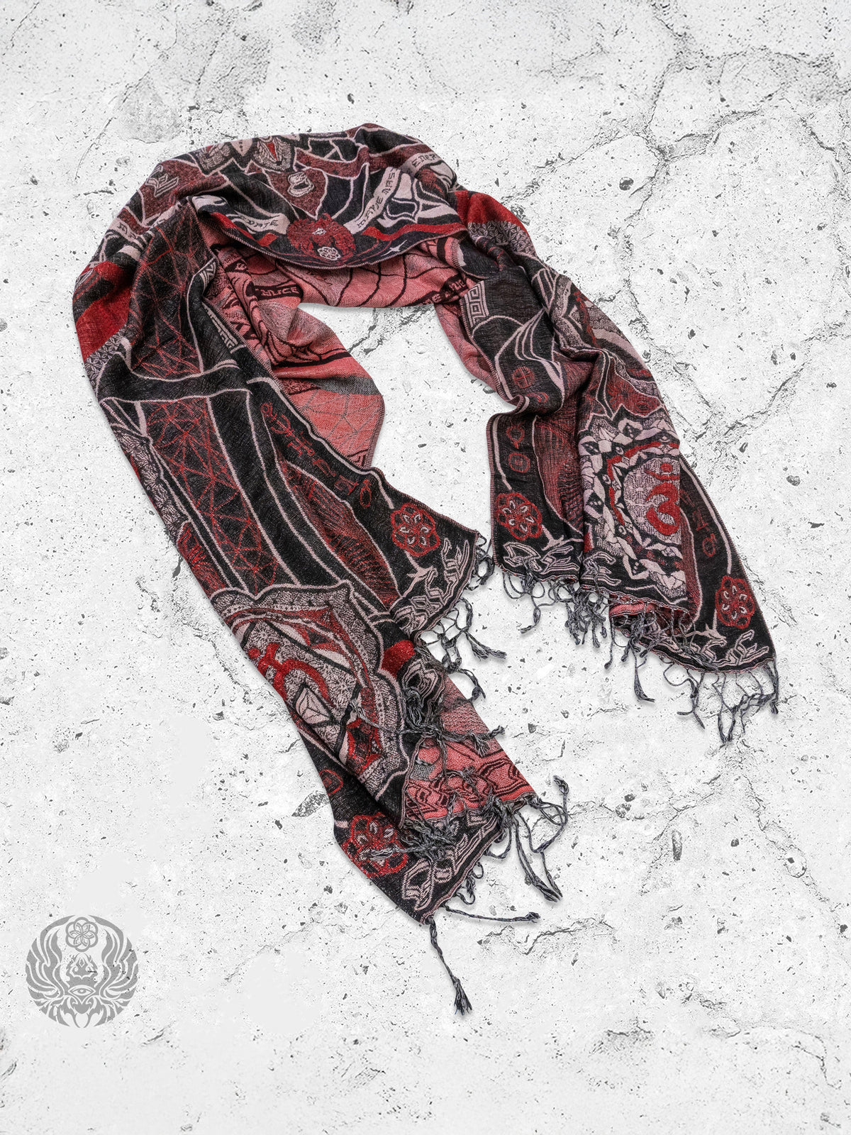 RESTOCKED ✦ HARMONY HEALS • UV REACTIVE RED • Festival Shawl/Scarf Shawl