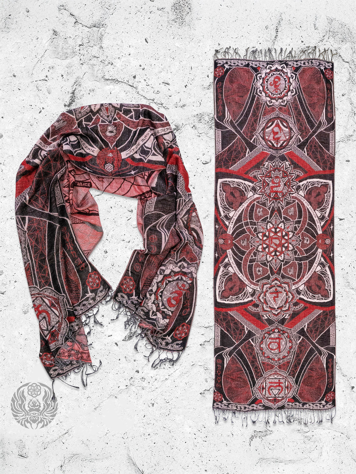 RESTOCKED ✦ HARMONY HEALS • UV REACTIVE RED • Festival Shawl/Scarf Shawl