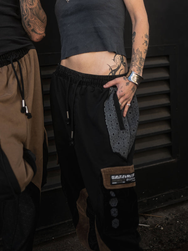 GEOMETRY OF BEING ✦ Tan/Black ✦ Corduroy Flow Joggers Joggers