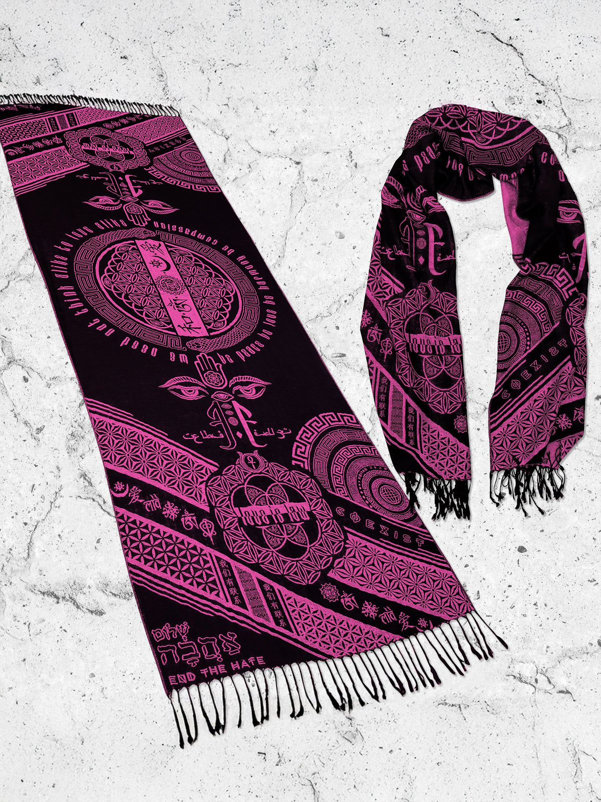 LOVE IS LAW ✦ NEON PINK ✦ Reversible Festival Shawl/Scarf Shawls