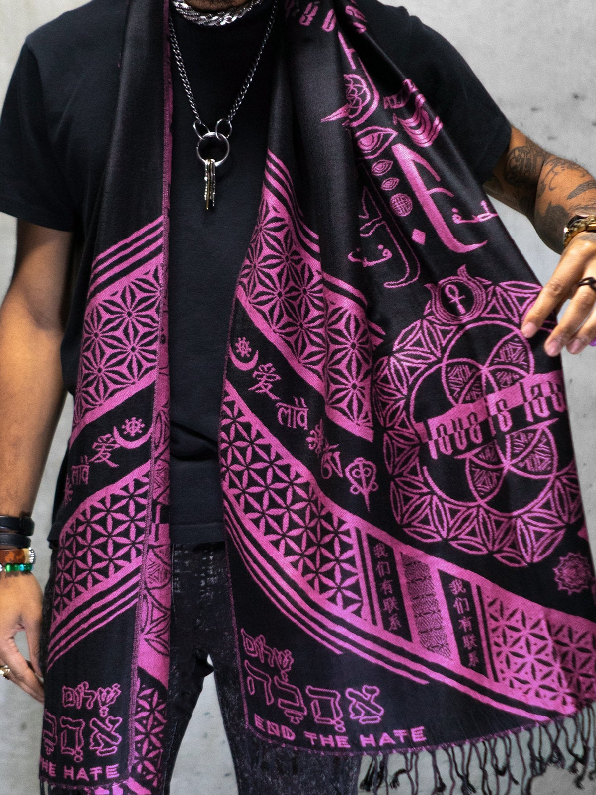 LOVE IS LAW ✦ NEON PINK ✦ Reversible Festival Shawl/Scarf Shawls
