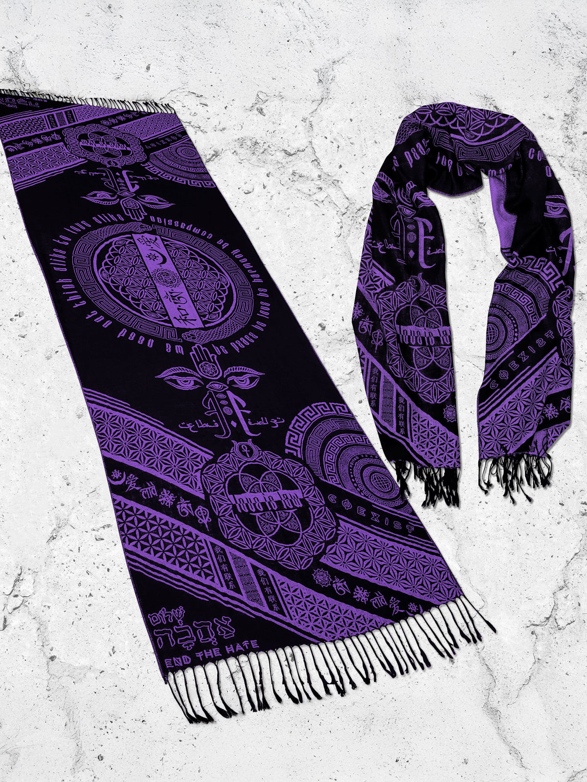 RESTOCKED ✦ LOVE IS LAW • INDIGO • Reversible Festival Shawl/Scarf Shawls