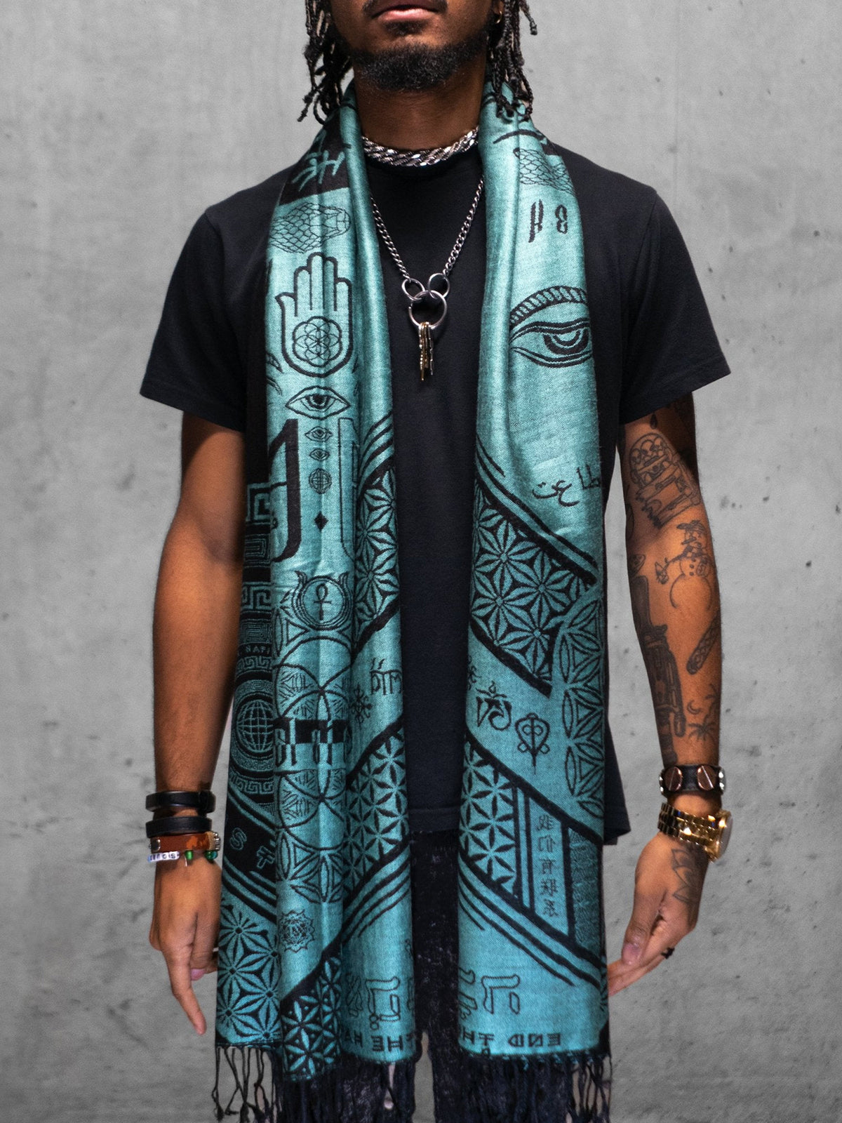 RESTOCKED ✦ LOVE IS LAW ✦ AQUAMARINE ✦ Reversible Festival Shawl/Scarf Shawls