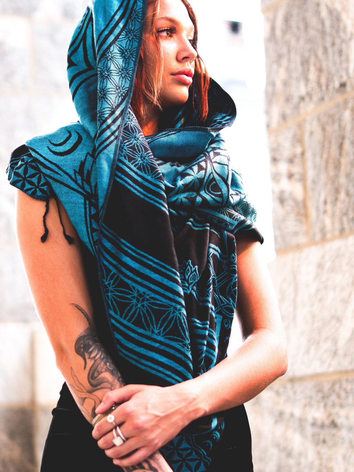 MANTRA • SKY BLUE • Reversible Festival Shawl/Scarf Shawls