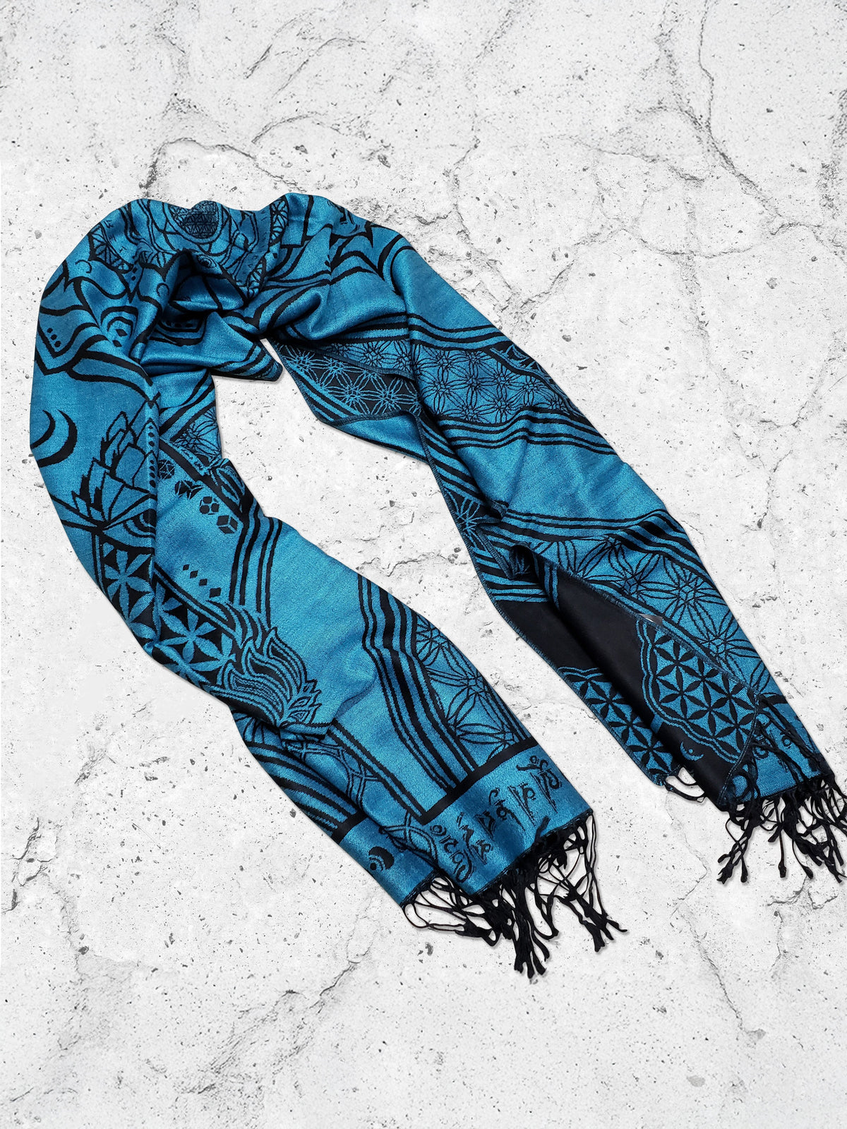 MANTRA • SKY BLUE • Reversible Festival Shawl/Scarf Shawls