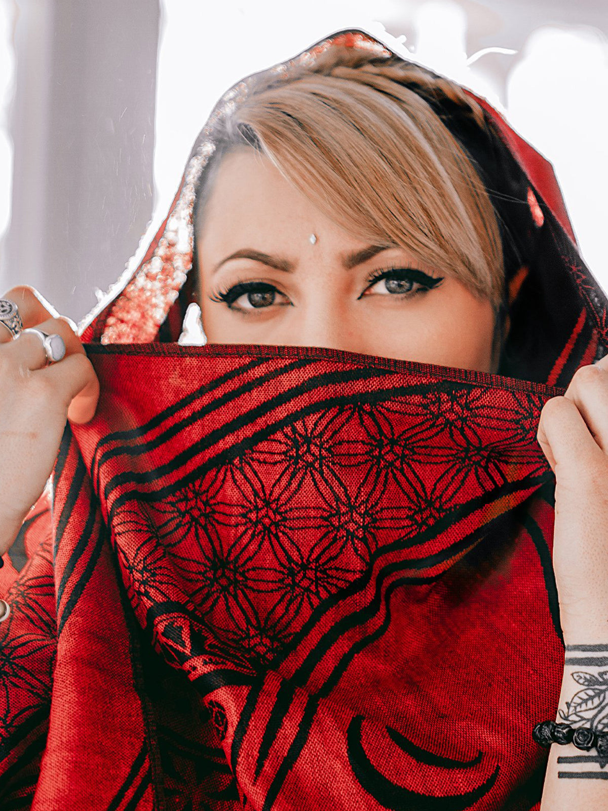 MANTRA • CRIMSON • Reversible Festival Shawl/Scarf Shawls