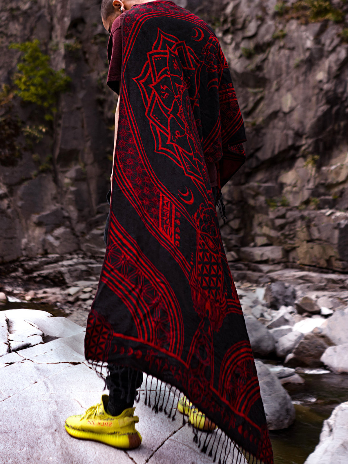 MANTRA • CRIMSON • Reversible Festival Shawl/Scarf Shawls