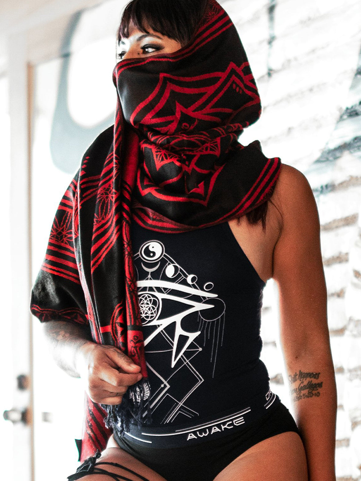 MANTRA • CRIMSON • Reversible Festival Shawl/Scarf Shawls