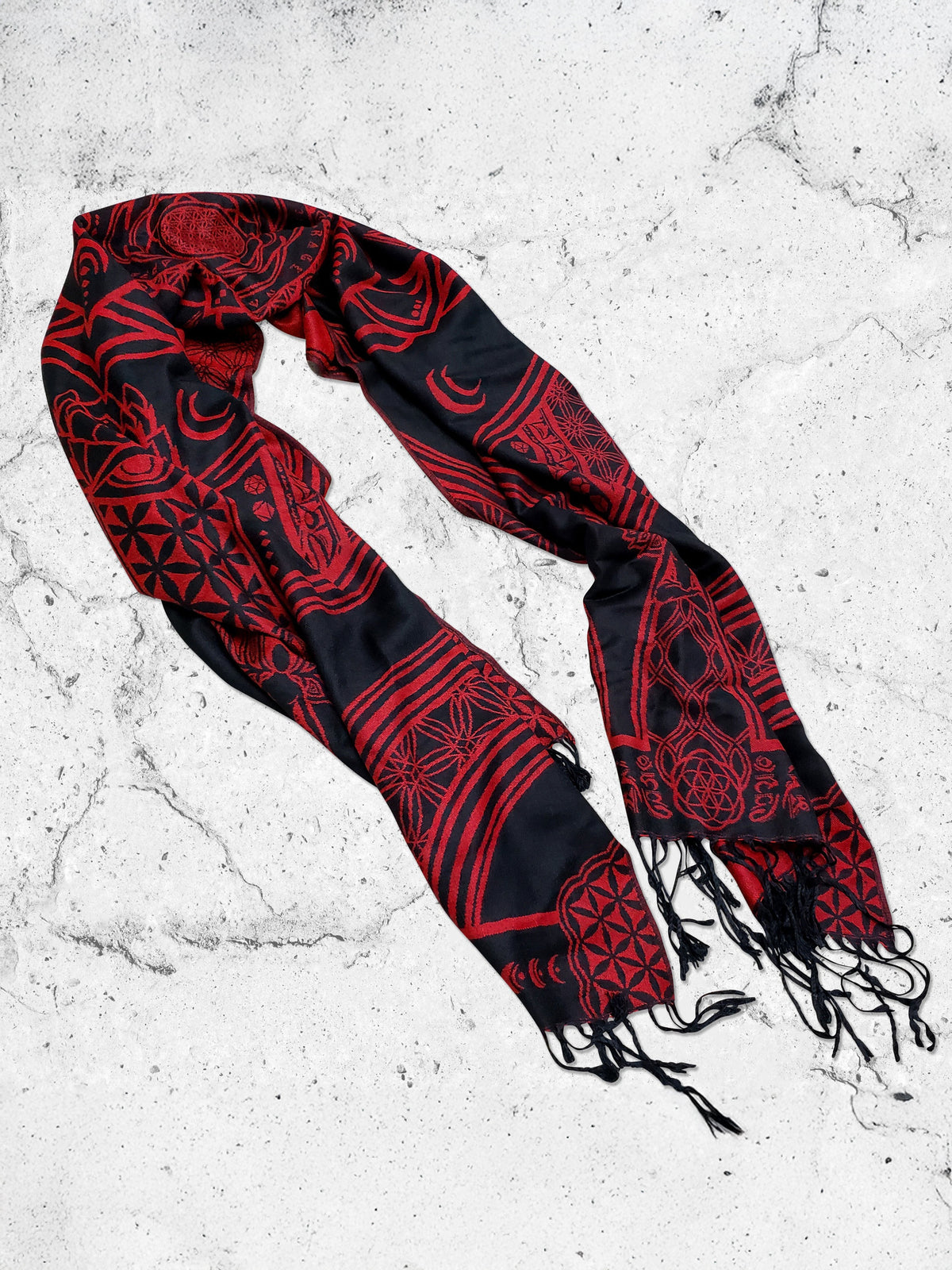 MANTRA • CRIMSON • Reversible Festival Shawl/Scarf Shawls