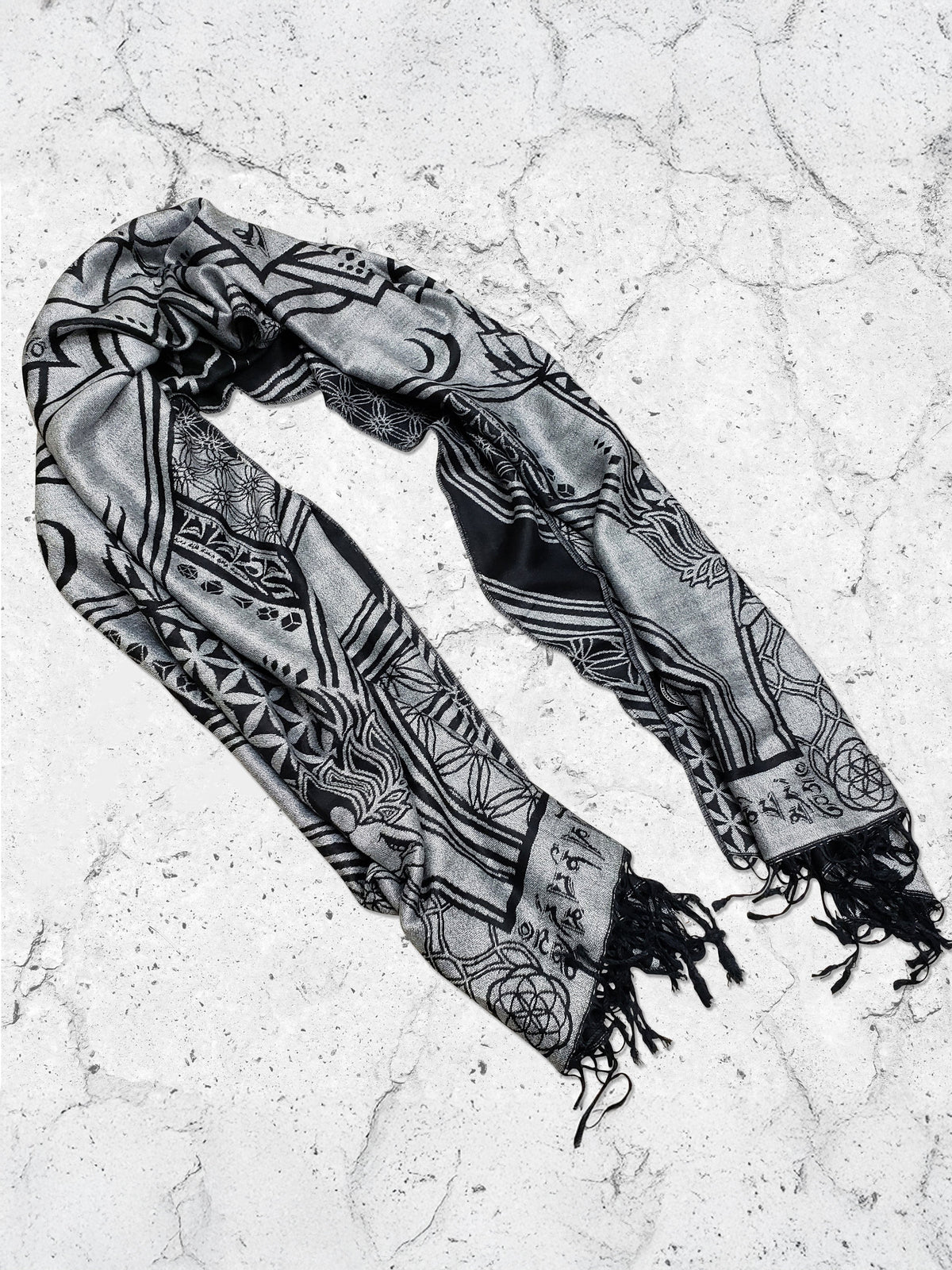 MANTRA • SILVER • Reversible Festival Shawl/Scarf Shawls