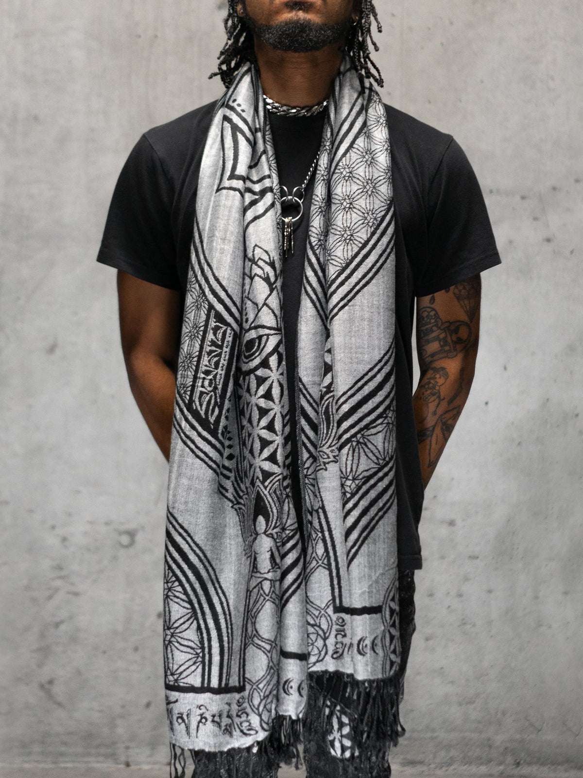 MANTRA • SILVER • Reversible Festival Shawl/Scarf Shawls