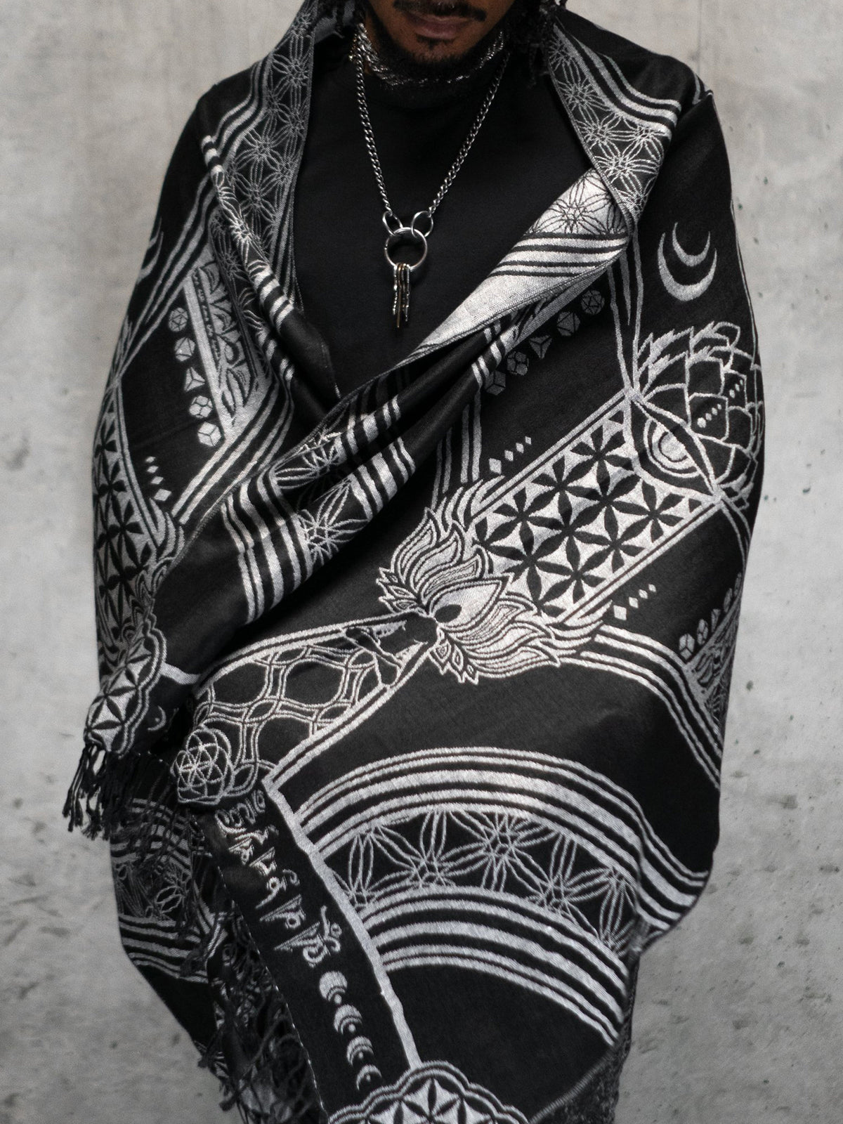 MANTRA • SILVER • Reversible Festival Shawl/Scarf Shawls