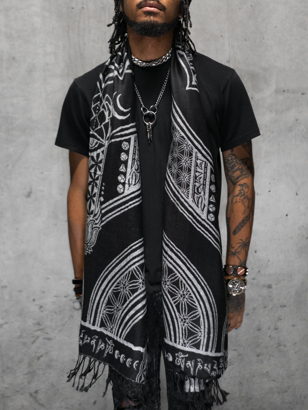 MANTRA • SILVER • Reversible Festival Shawl/Scarf Shawls