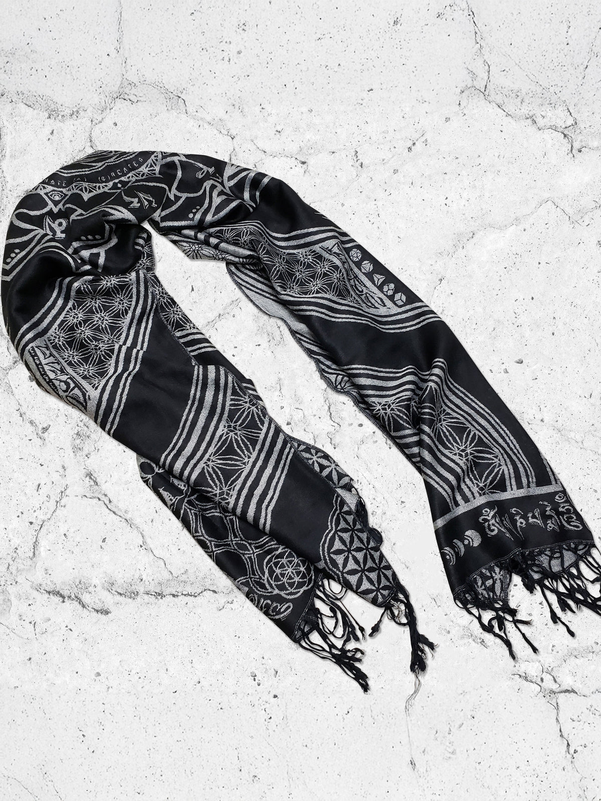 MANTRA • SILVER • Reversible Festival Shawl/Scarf Shawls