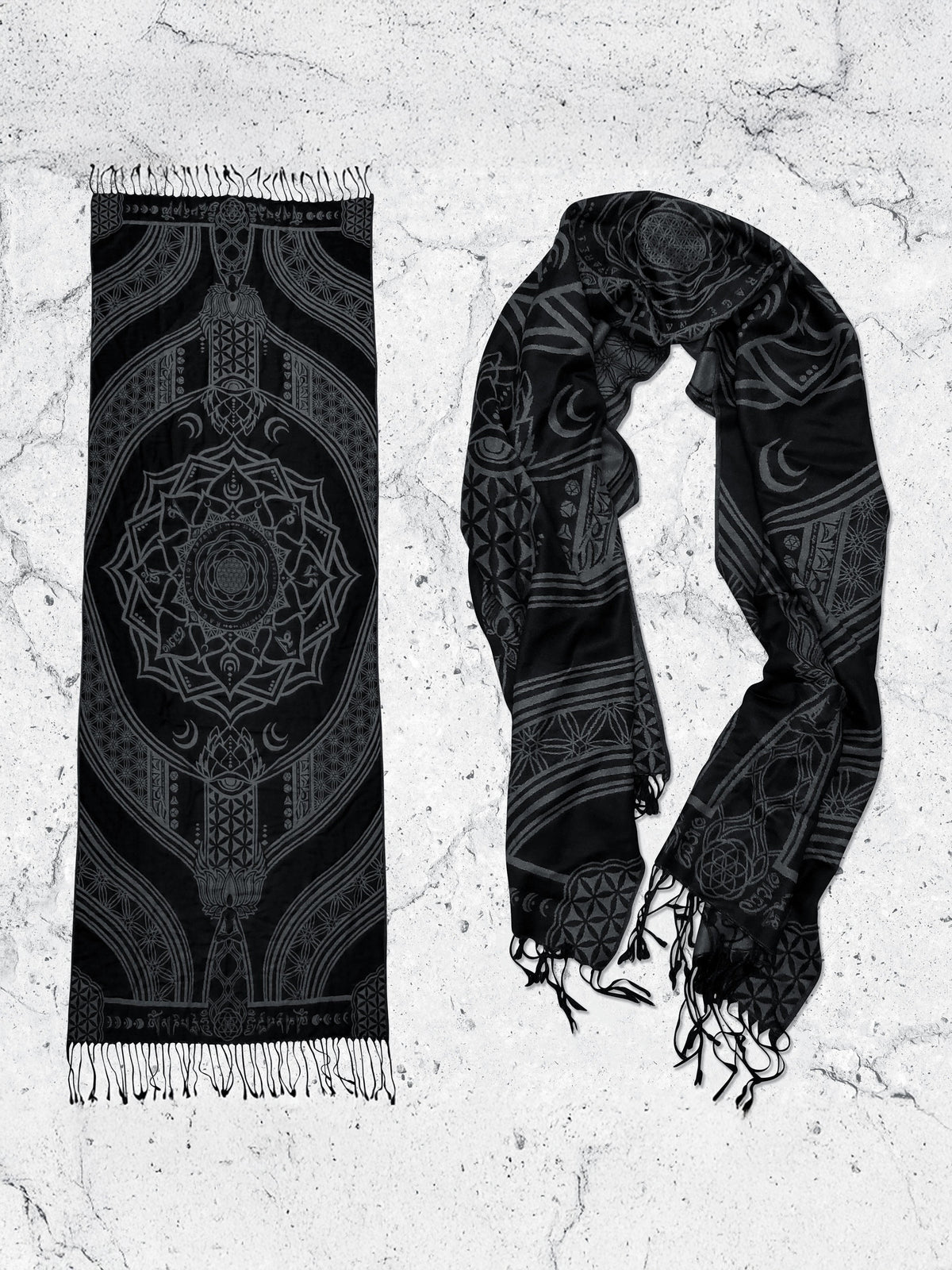 MANTRA • SMOKE • Reversible Festival Shawl/Scarf Shawls