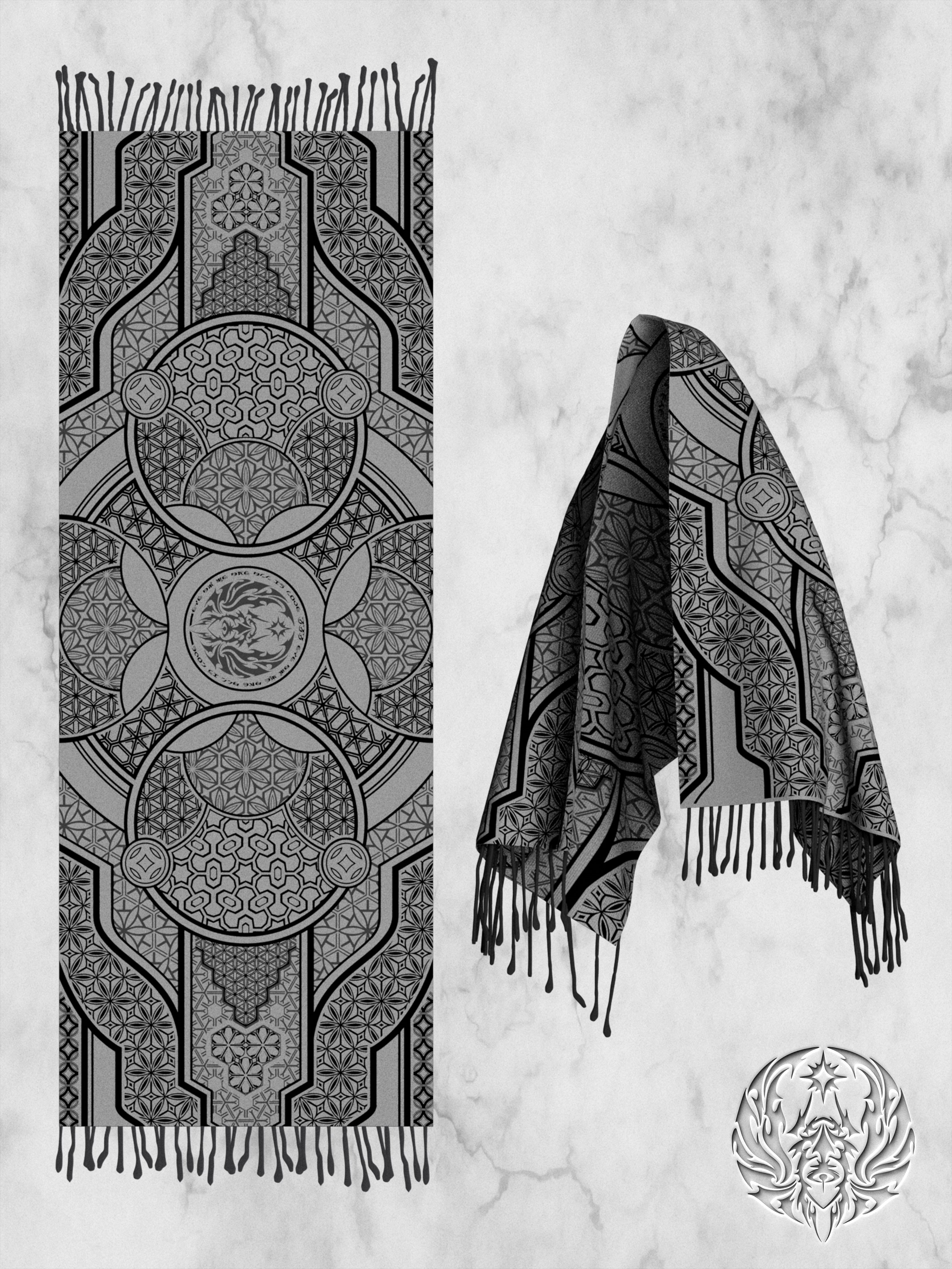 GEOMETRY OF BEING ✦ White Festival Shawl Shawls