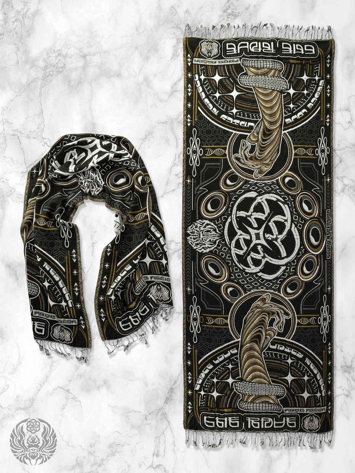 NEW DROP ✦ THE RAVE ✦ Black/Gold Double-Layered Shawl Shawls