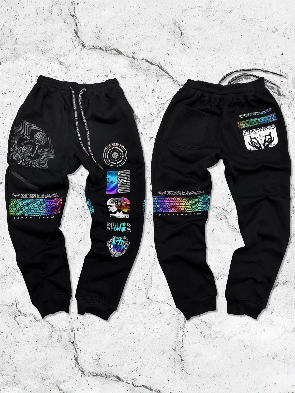 RESTOCKED • VISUAL METAPHORS V2 • Spectrum Ink • Hidden Pocket Joggers Joggers