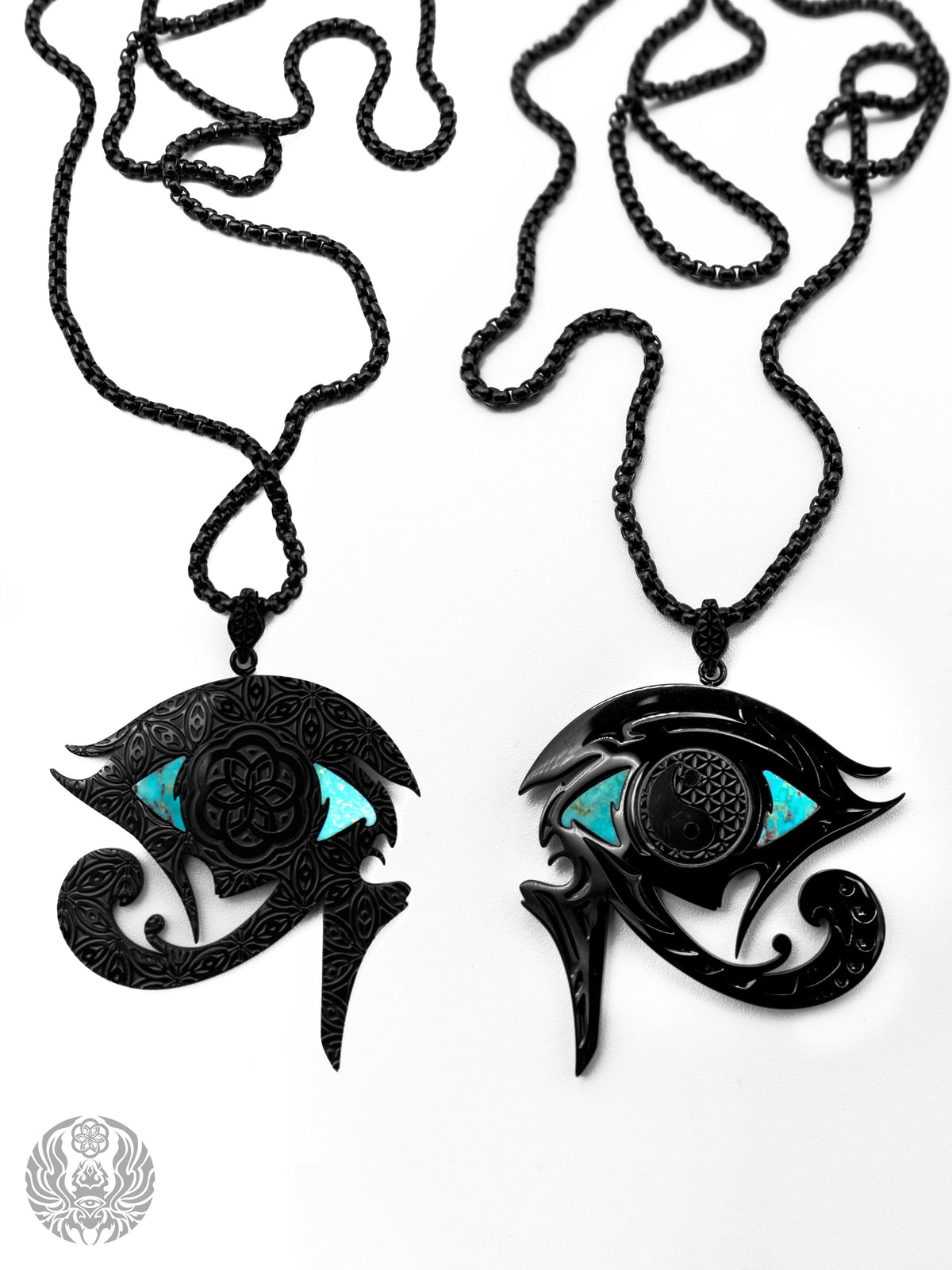 EYES OF BALANCE v3 ✦ REAL TURQUOISE SLAB ✦ Reversible Amulet 002 w/ Box Chain Jewelry