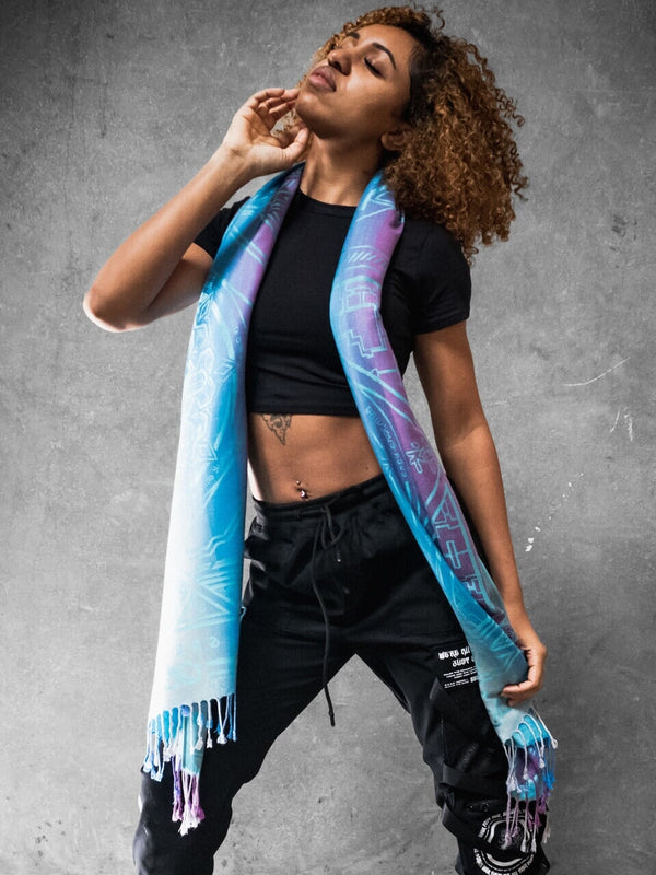 TEAL AMETHYST DHARMA • Reversible Festival Shawl/Scarf Shawls