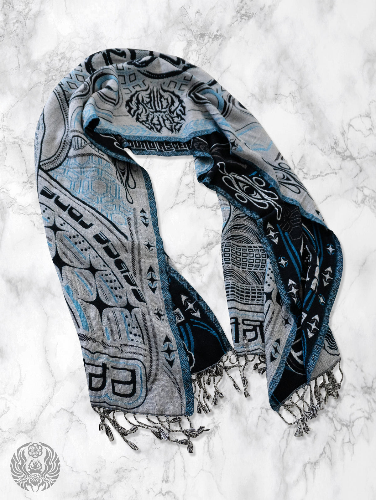 THE RAVE ✦ Black/Blue Double-Layered Shawl Shawls