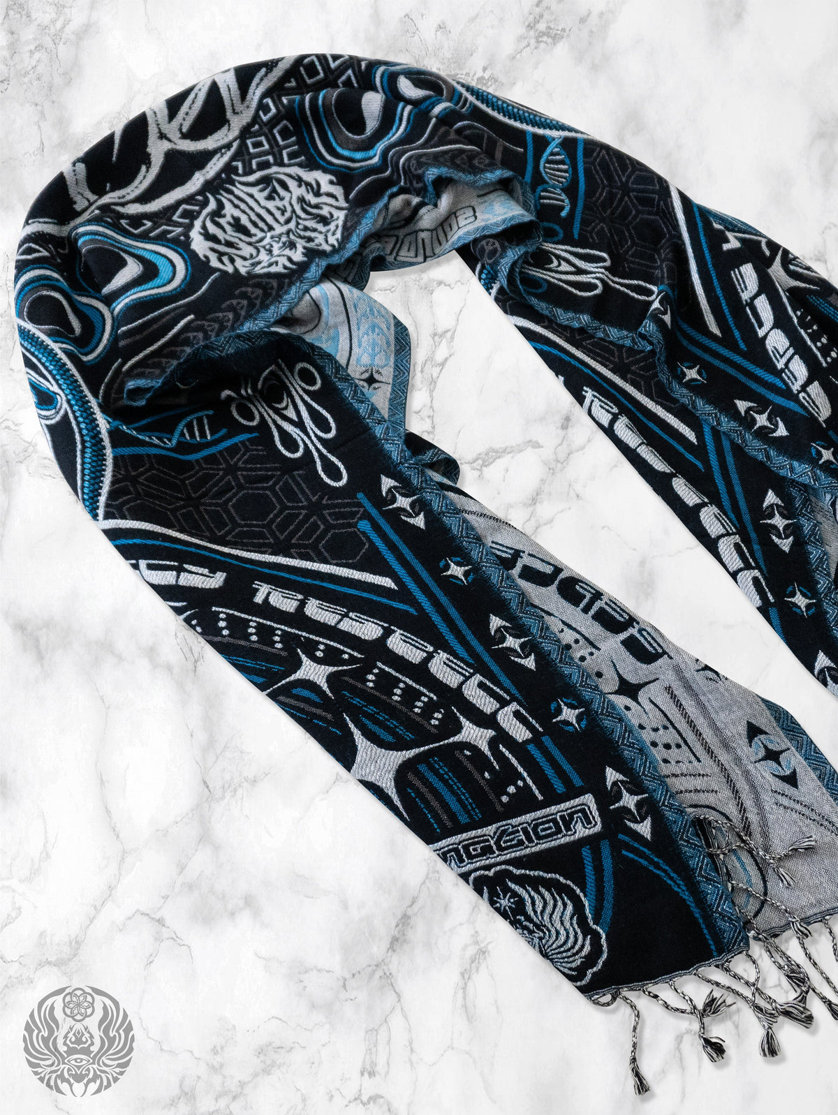 THE RAVE ✦ Black/Blue Double-Layered Shawl Shawls