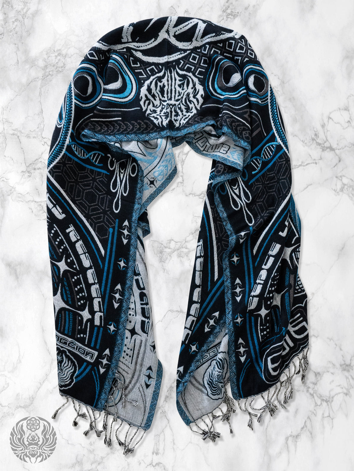 THE RAVE ✦ Black/Blue Double-Layered Shawl Shawls