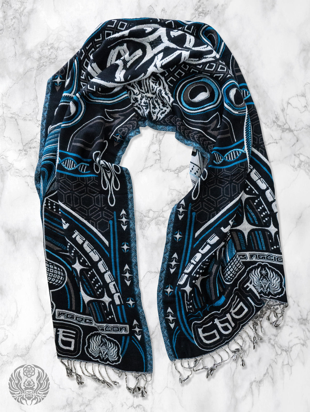 THE RAVE ✦ Black/Blue Double-Layered Shawl Shawls